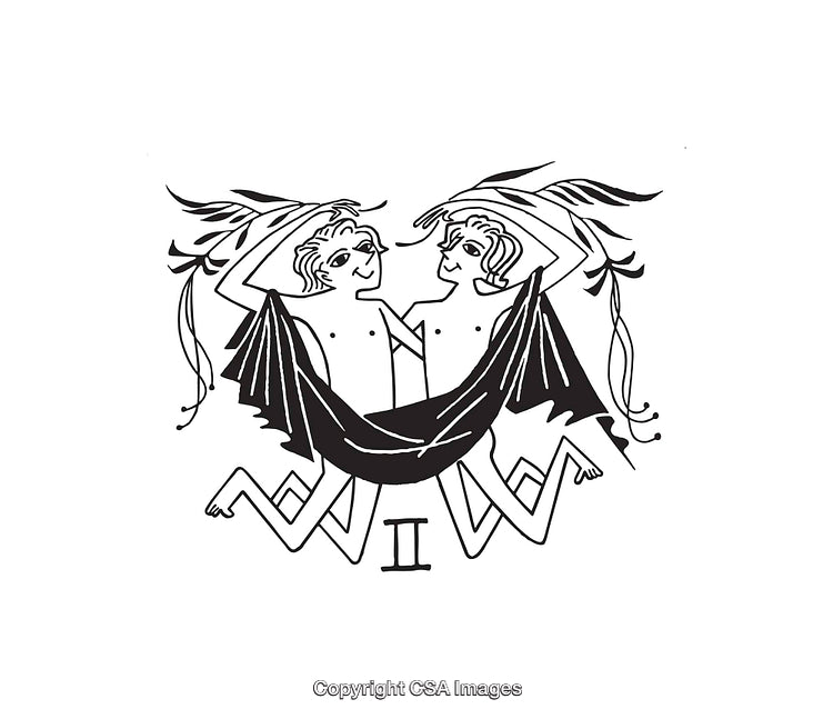 Gemini Zodiac Symbol in Artistic Black and White Line Art Design