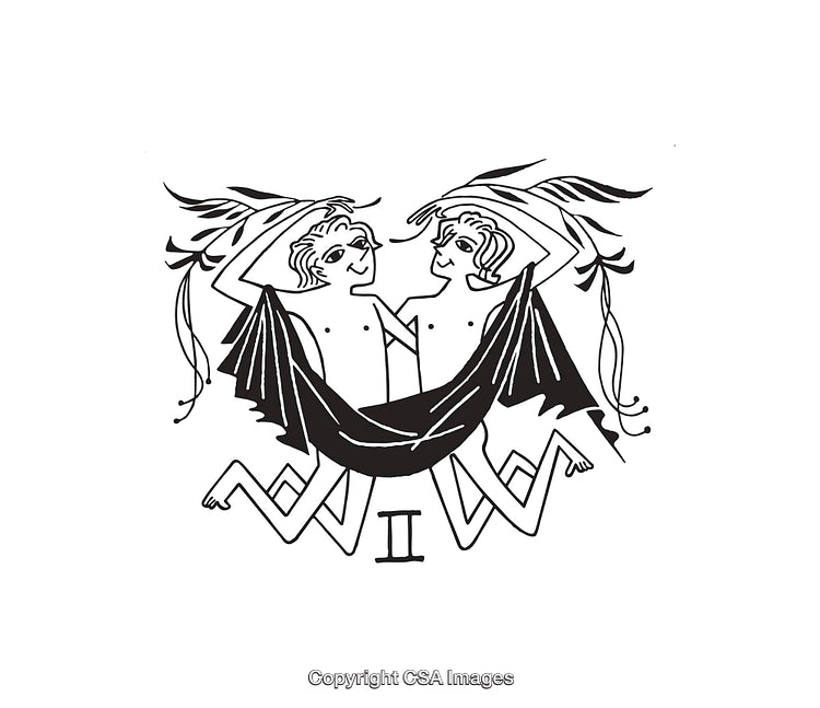 Gemini Zodiac Symbol in Artistic Black and White Line Art Design