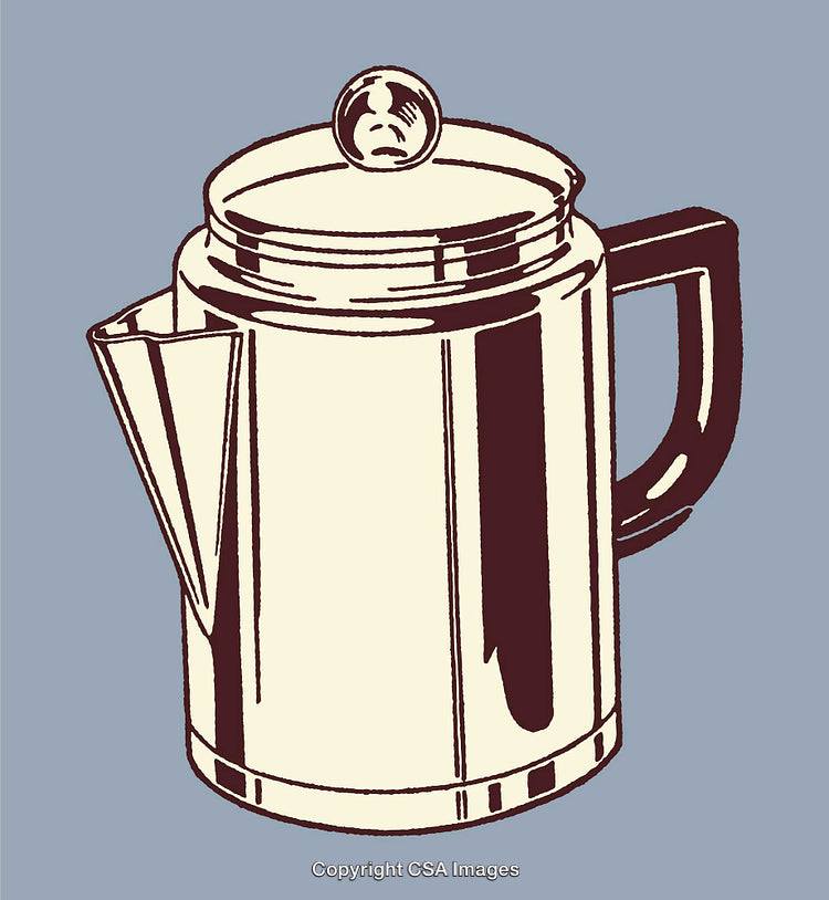 Vintage Percolator Coffee Maker in Classic Line Art Illustration Style