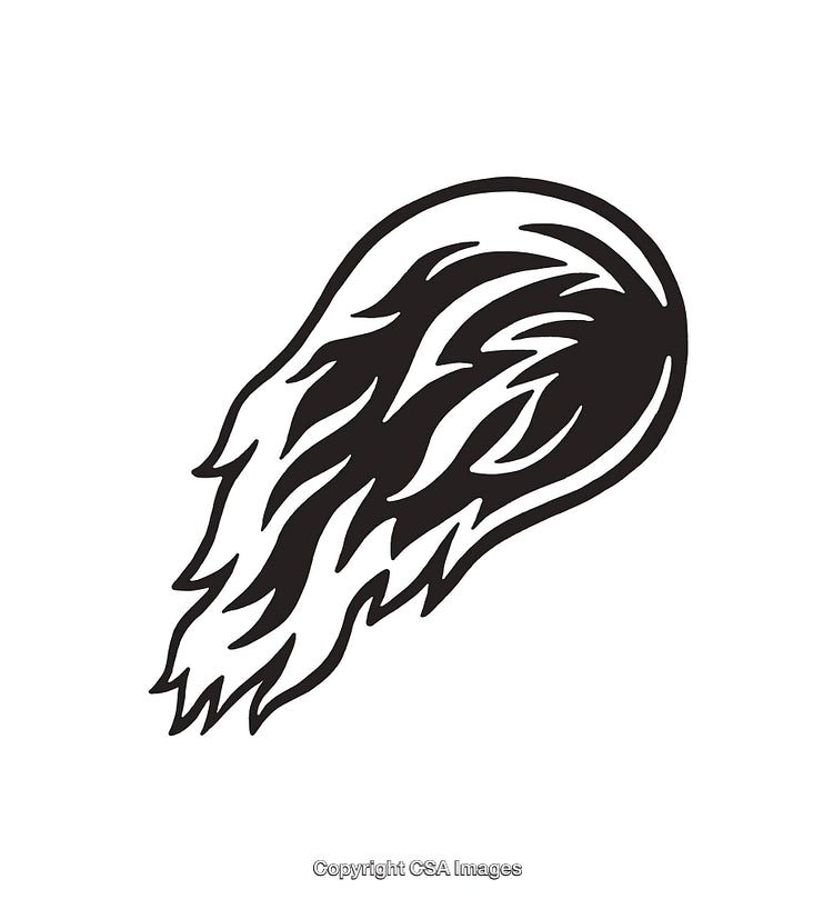 Black and White Line Art Depiction of a Stylized Burning Wing
