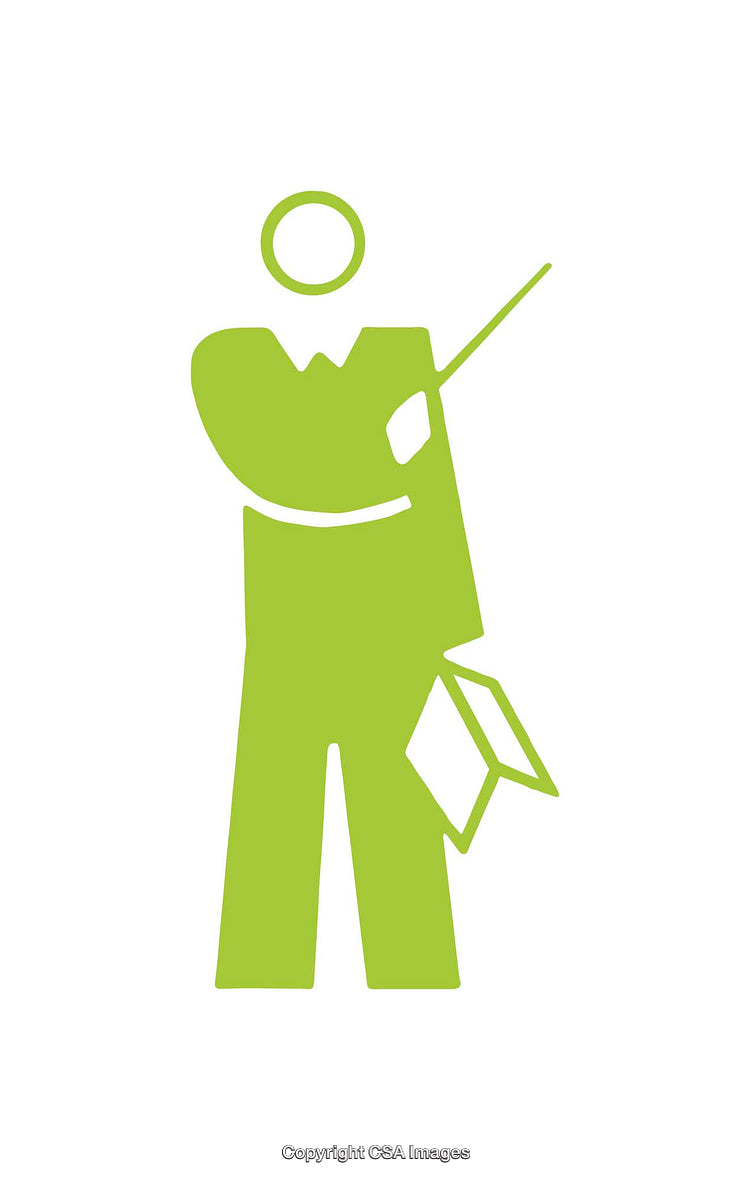 Green Business Icon Representing a Professional Figure with Pointer and Folder