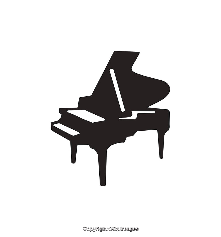 Elegant Black and White Illustration of a Grand Piano Icon