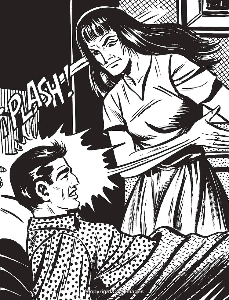 Dramatic Comic Style Depiction of a Confrontational Scene Between Two Individuals