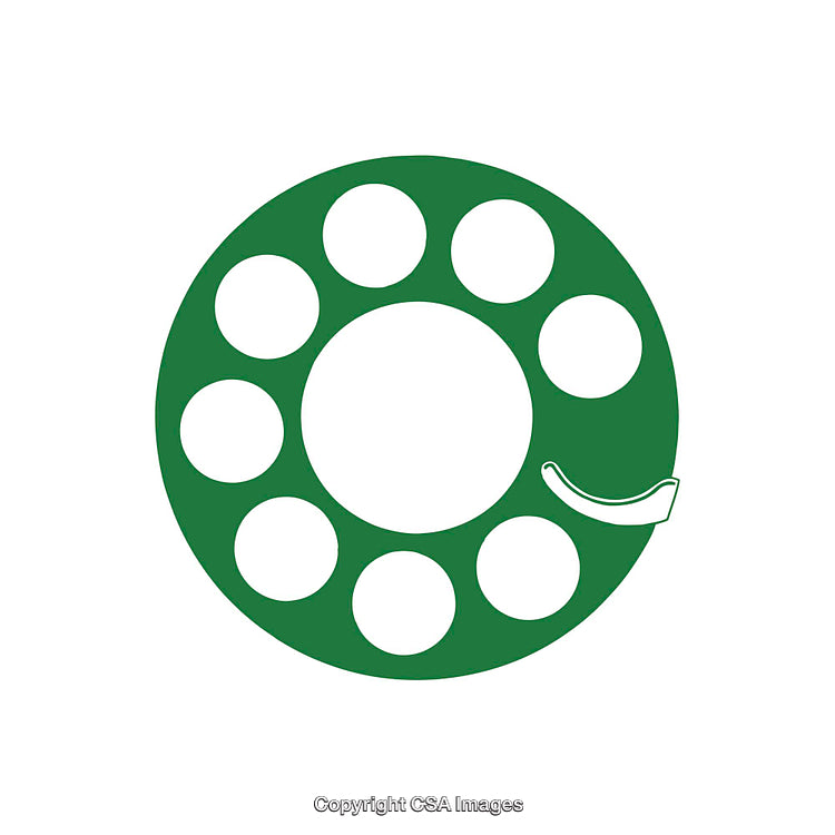 Minimalist Icon Representing Rotary Telephone Dial as Green Outline Drawing