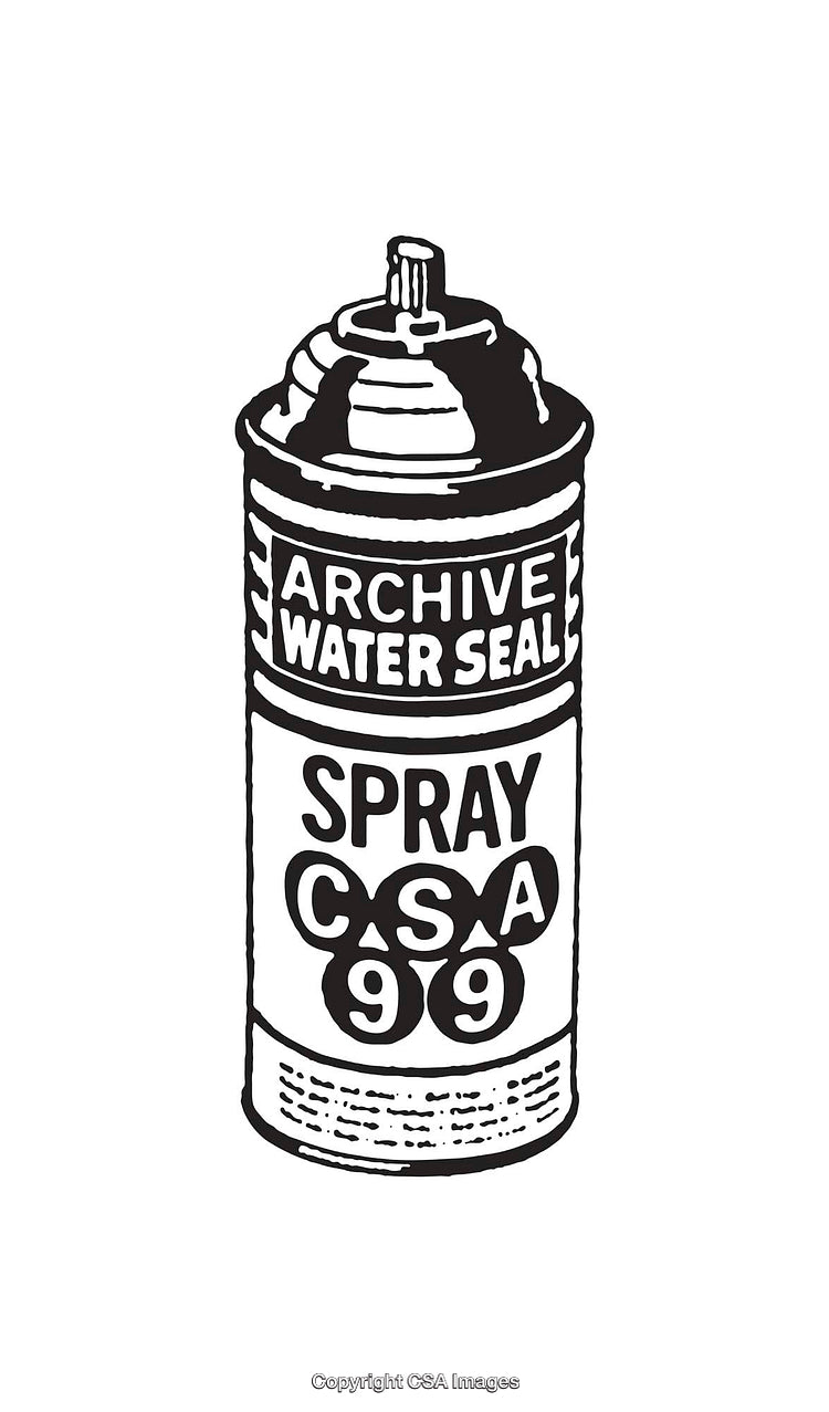 Black And White Illustration of a Spray Can with Text Details
