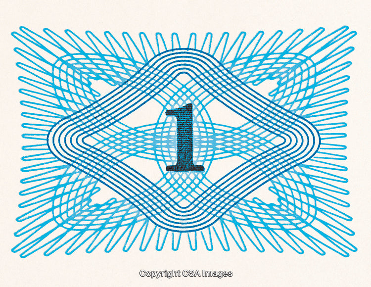 Blue Ornamental Pattern with Number One in Modern Decorative Style