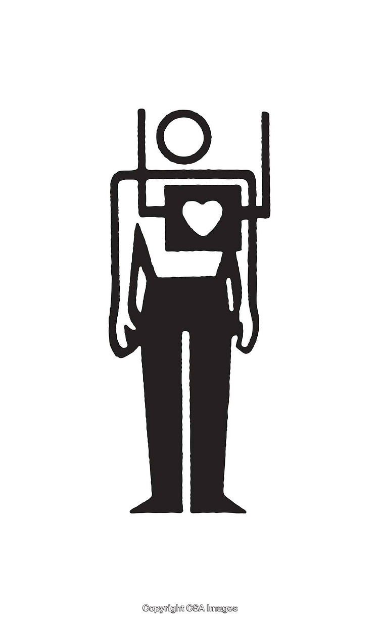 Minimalistic Line Art Depicting Simplistic Human Form with Heart Symbol