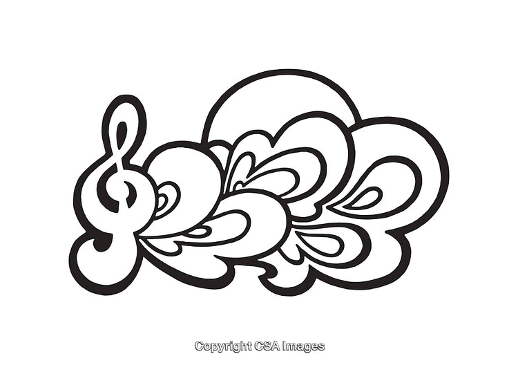 Abstract Black and White Music-Themed Line Art Illustration Design