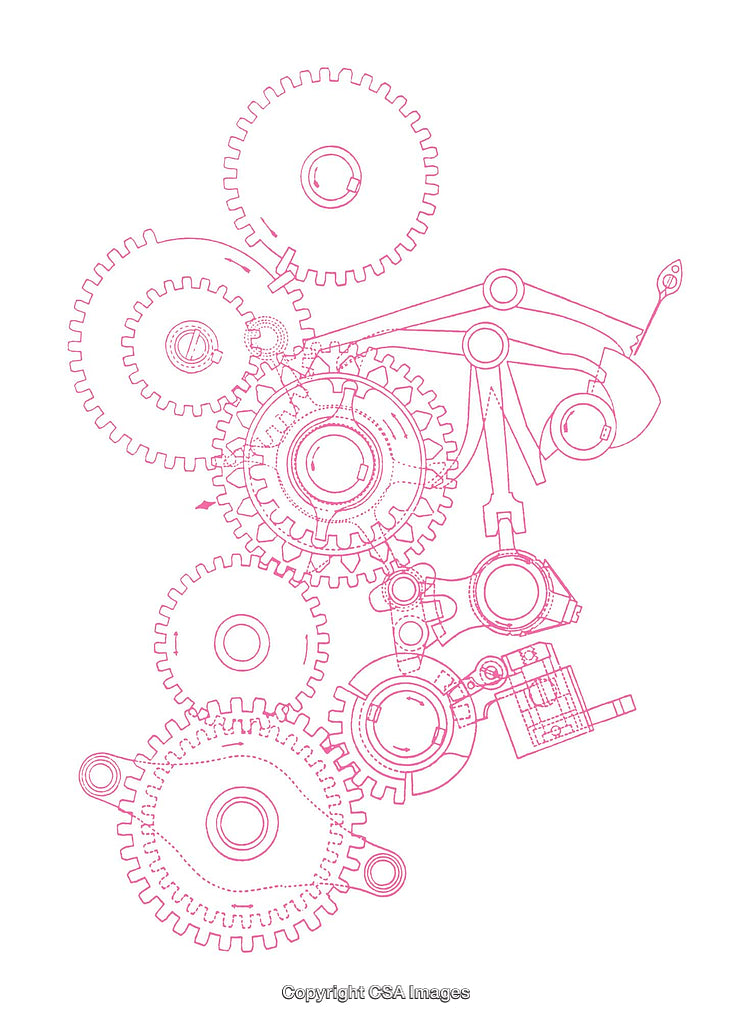 Technical Diagram Featuring Interconnected Gears and Mechanical Components