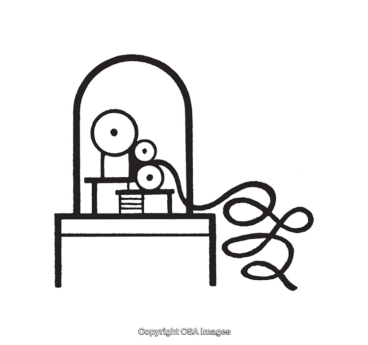 Abstract Line Art Illustration of a Machine in Black and White Style