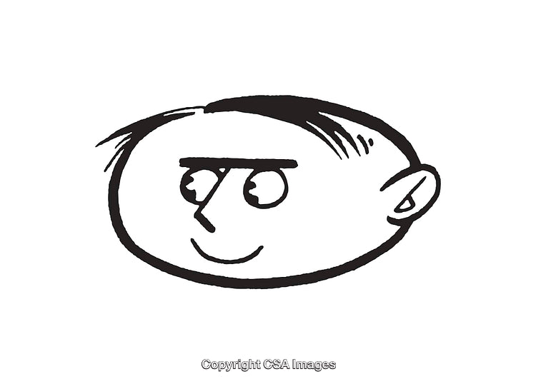 Simple Black and White Line Art Drawing of a Smiling Face