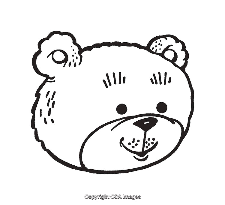 Cute Black And White Bear Line Art Illustration For Kids' Designs