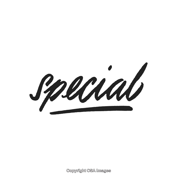 Minimalistic Text Design Featuring the Word Special in Script on White Background