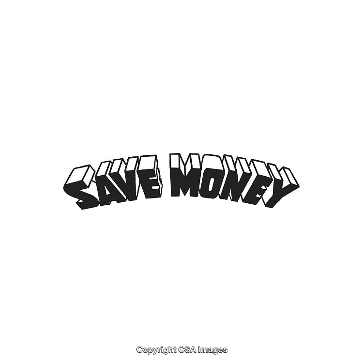 Save Money Text in Bold Block Letters with White Background