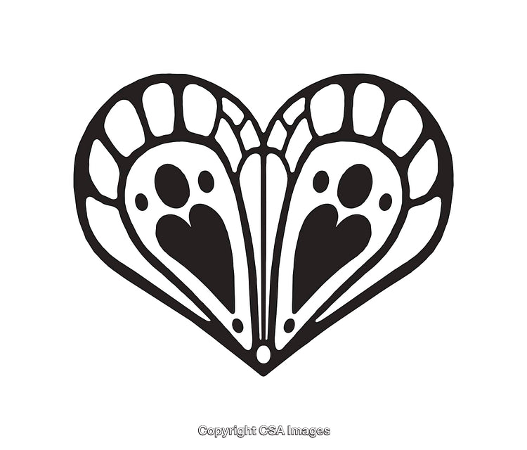 Abstract Black and White Heart-Shaped Line Art Illustration