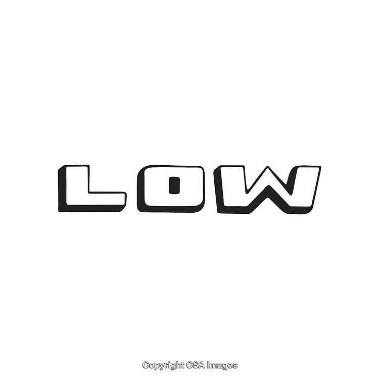 Minimalistic Black and White Text Saying 'Low' in Comic Style