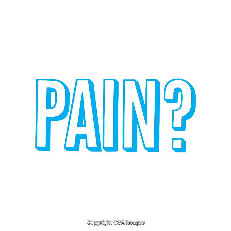 Bold Blue Text With the Word 'Pain?' on a White Background