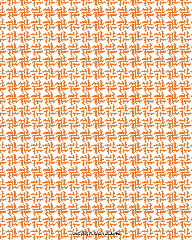 Orange Abstract Pattern Design on White Background Repeating in Bold Motif