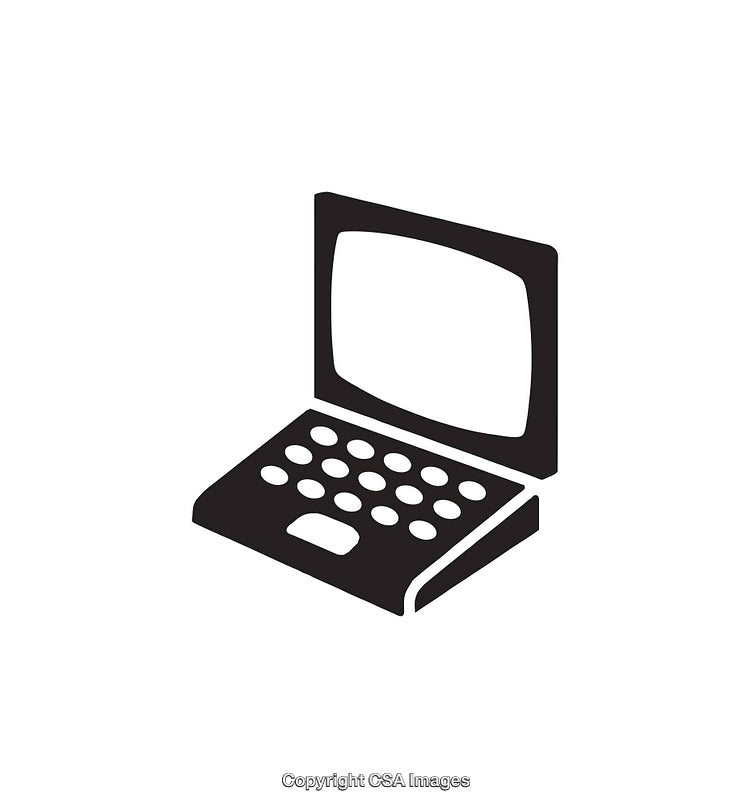 Black and White Icon of a Classic Laptop Design