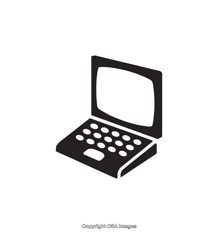 Black and White Icon of a Classic Laptop Design