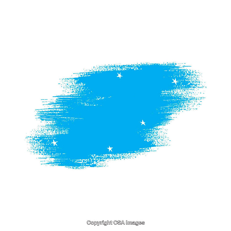 Blue Brush Stroke Design With White Stars on White Background