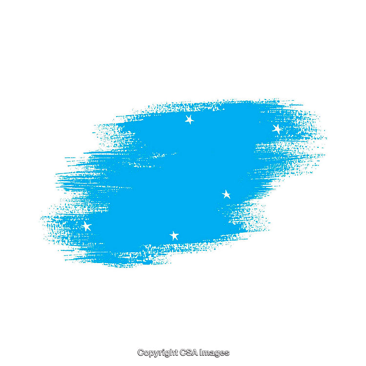 Blue Brush Stroke Design With White Stars on White Background