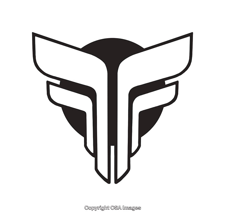 Black and White Winged Icon in Bold Minimalist Design