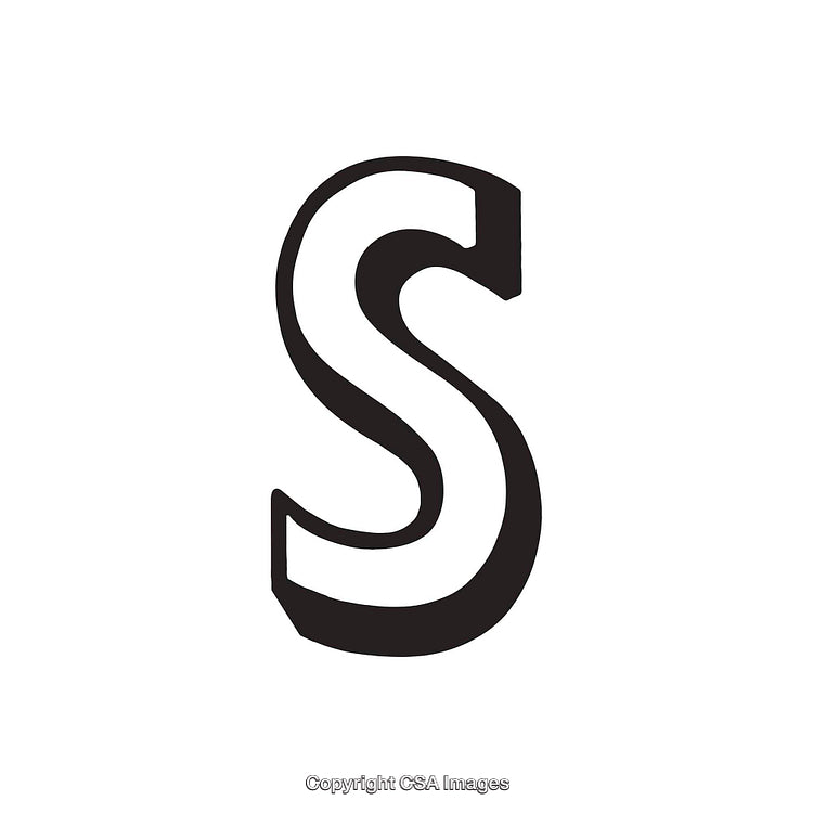 Monochrome 3D Letter S Illustration on a White Background