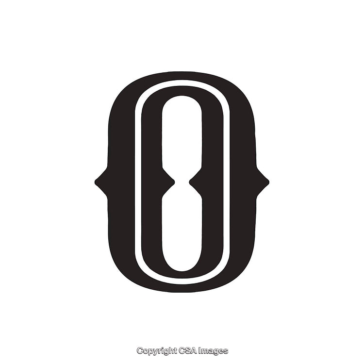 Stylized Representation of the Letter O in Black and White