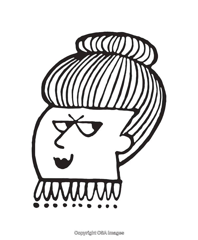 Black And White Line Art of Stylized Cartoon Character Face