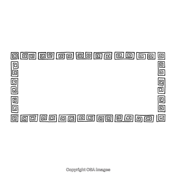 Hand-Drawn Abstract Greek Key Border on White Background