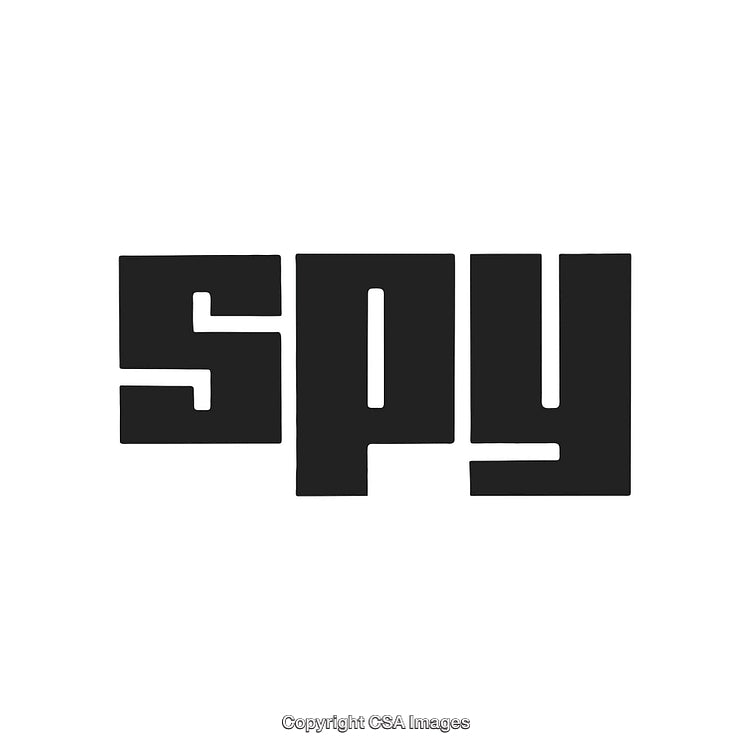 Spy Logo Design With Bold Black Font on White Background