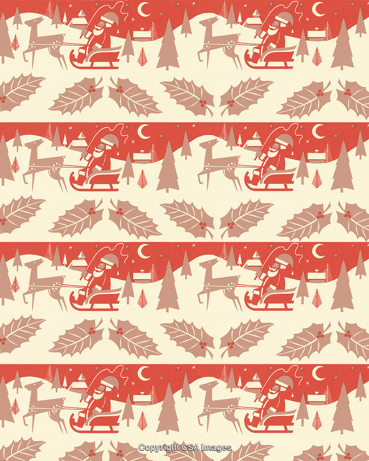 Santa Sleigh and Reindeer Pattern