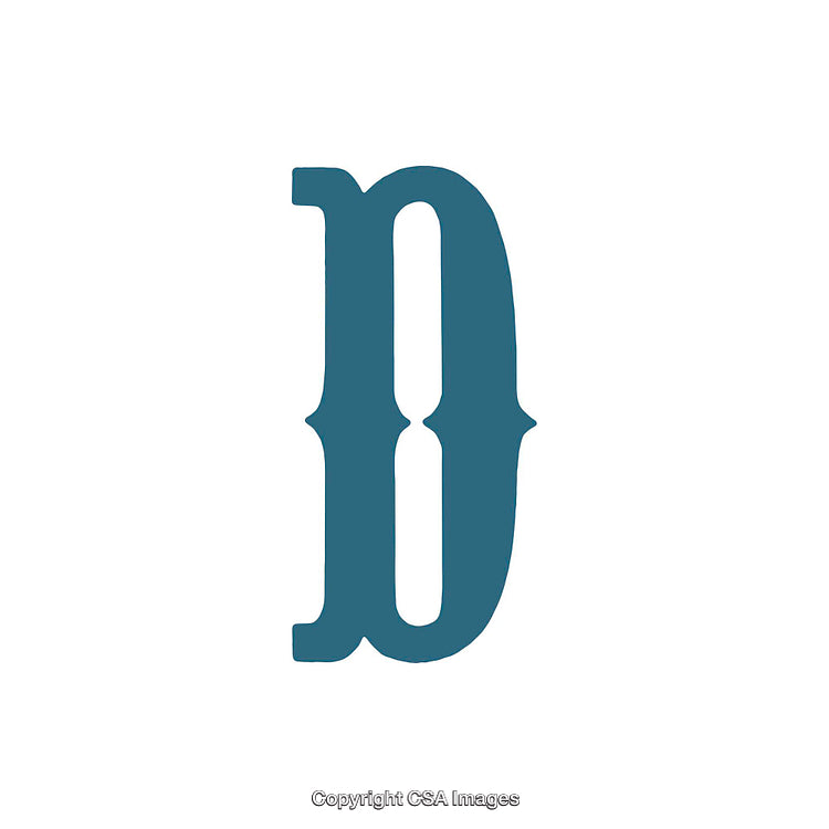 Stylized Letter D in Serif Typeface with Bold Design on White Background