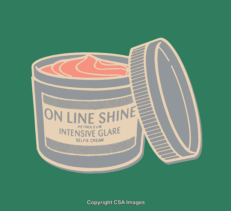 Vibrant Line Art Illustration of Skincare Cream Jar with Text