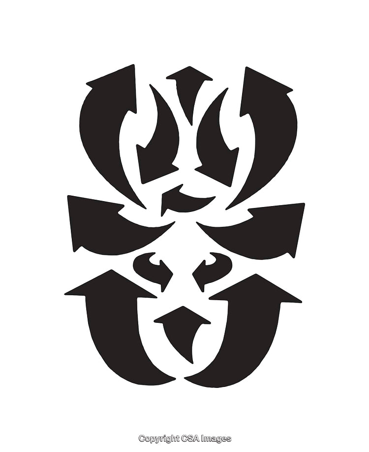 Abstract Black and White Line Art Illustration of Arrows and Shapes