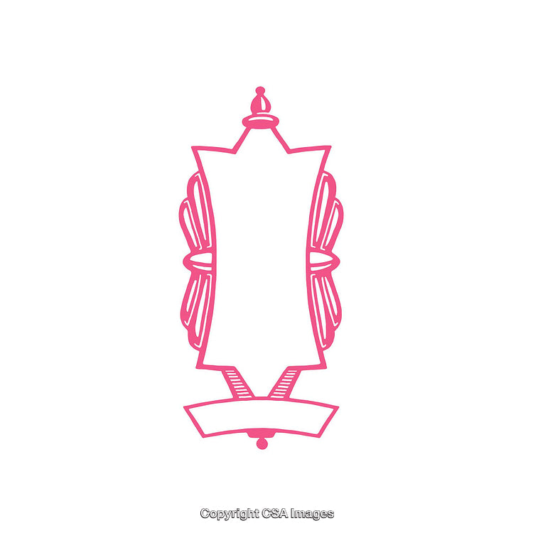 Elegant Decorative Frame Design with Intricate Patterns and Bold Pink Lines