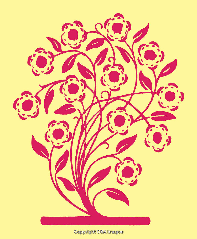 Vibrant Floral Design with Intricate Pink Petals and Yellow Background