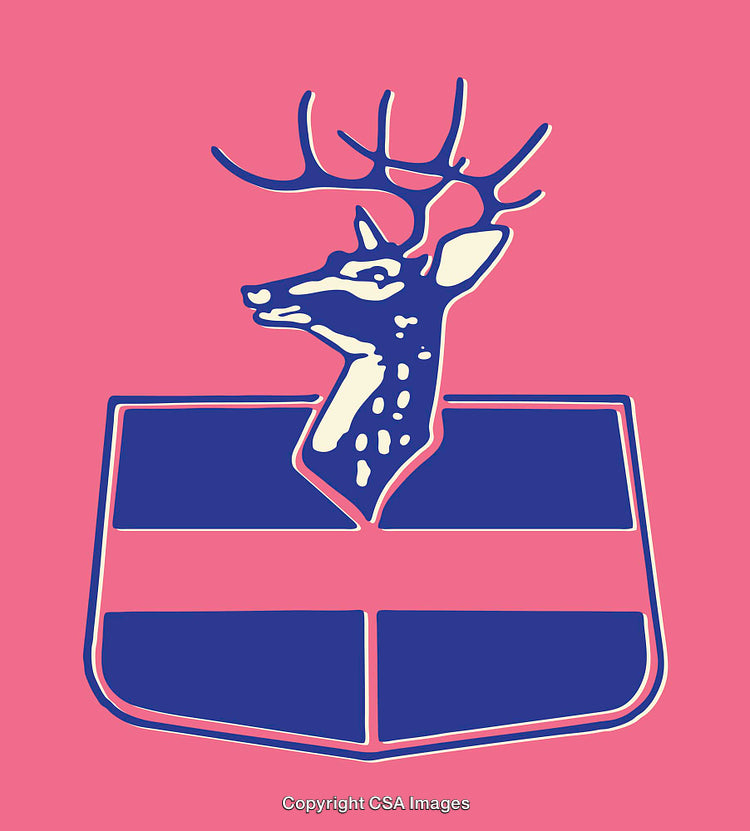 Stylized Deer Logo with Blue and Pink Color Scheme