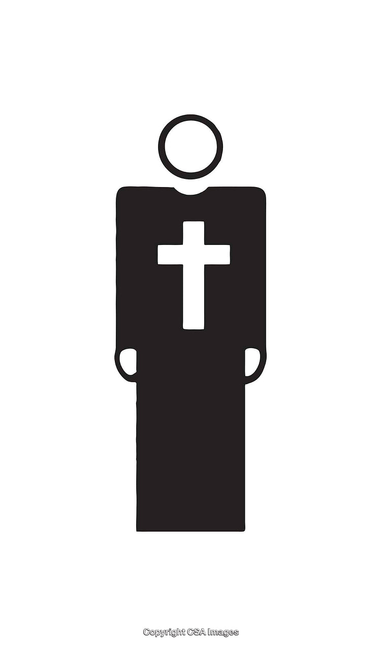 Icon Depicting Religious Clergy with a Cross in Minimalist Style