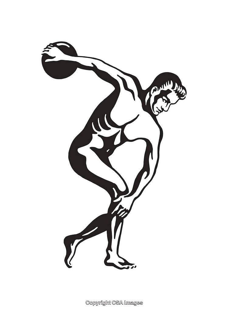 Black and White Line Art of Classic Discus Thrower