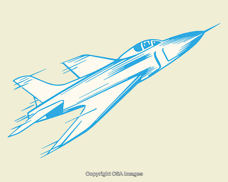 Dynamic Line Art of a High-Speed Jet Aircraft Illustration