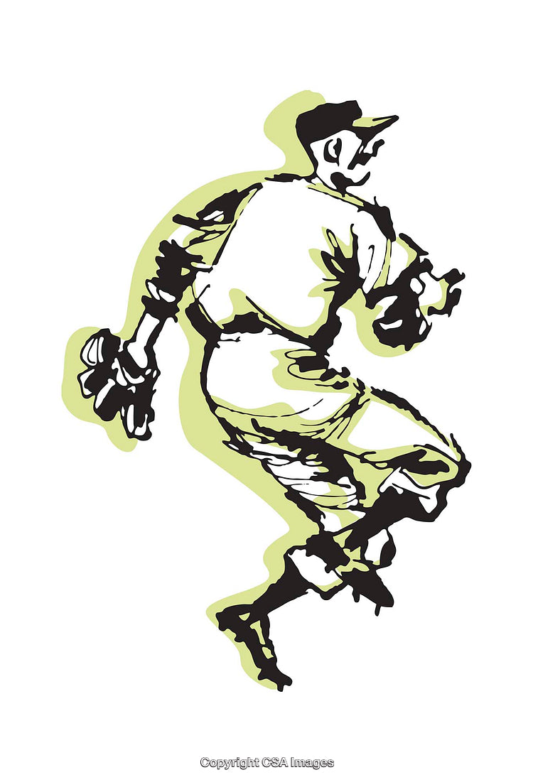 Dynamic Color Illustration of a Baseball Player in Action