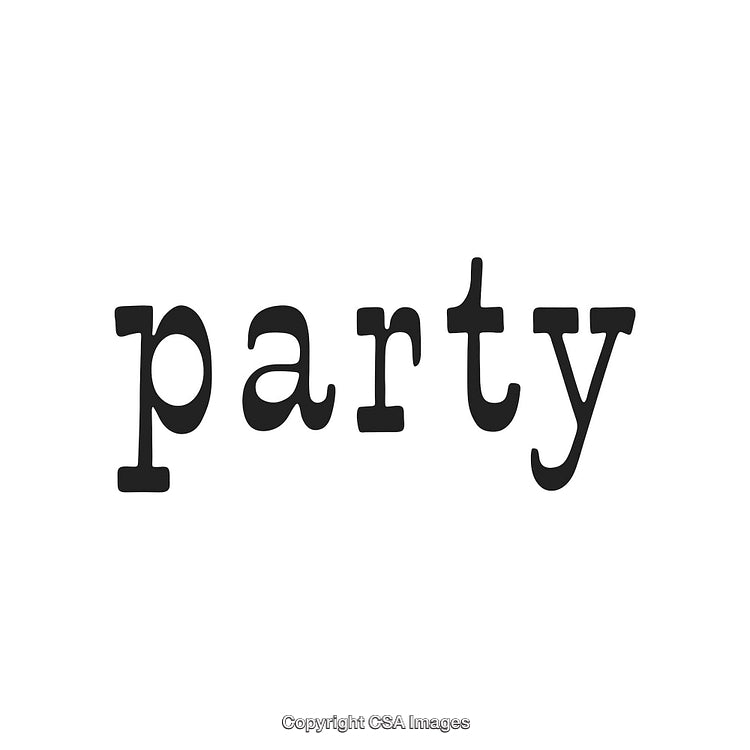 Stylish Typography Displaying the Word Party in Black on a White Background