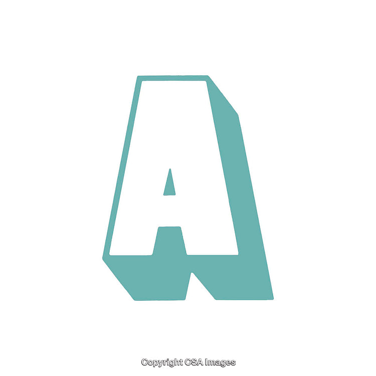 Bold 3D Letter A in White and Teal Design