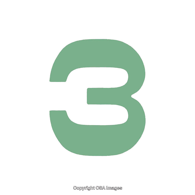 Green Number Three in Minimalist Artistic Typography Design