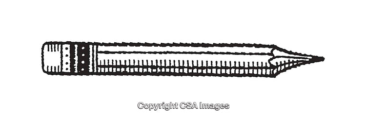 Detailed Black and White Line Art Illustration of a Wooden Pencil