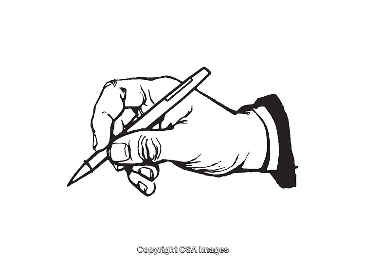 Detailed Black and White Line Art of a Hand Drawing with Pen
