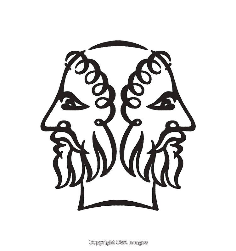 Black and White Line Art of Two Facing Profiles Symbolizing Duality