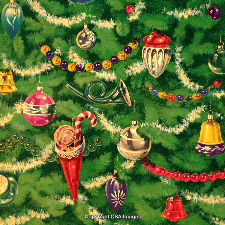 Festive Christmas Tree Decorated With Vintage Baubles and Garland